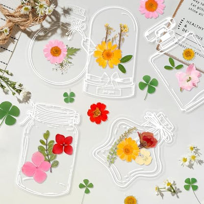Large Size Transparent Dried Flower Bookmarks, 40 PCS Handmade DIY Flower Page Clips,World in Bottle-Making Stunning Herbarium(Glass Bottle and Wishing Bottle) by oecoel