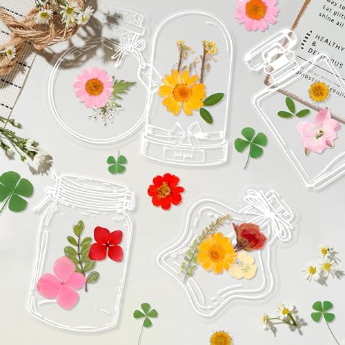 Large Size Transparent Dried Flower Bookmarks, 40 PCS Handmade DIY Flower Page Clips,World in Bottle-Making Stunning Herbarium(Glass Bottle and Wishing Bottle) by oecoel