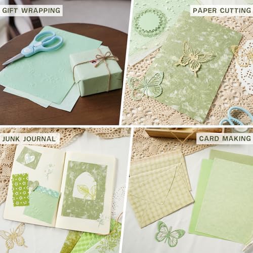50 Sheets Green Scrapbook Paper, Textured Scrapbook Papers & Mesh Fabric - Image 6