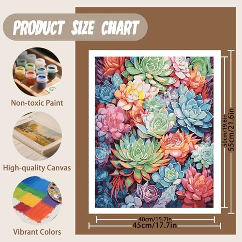 XTCIXAL Paint by Numbers Kit for Adults, Succulent, 16X20 Inch - Image 4