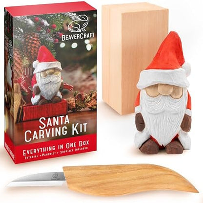 BeaverCraft DIY06 Santa Whittling Kit – Wood Carving Kit for Beginners – Wood Carving Tools Set, Diy Crafts for Adults – Woodworking Kits for Kids&Teens – Hobby Kits for Adults, Woodworking Gifts by BeaverCraft