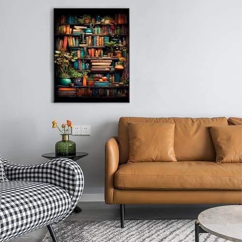 Yunruily Bookshelf Paint by Number Canvas for Adults-Bookshelf Paint by Numbers Adult,Book Oil Painting by Numbers for Adults and Home Wall Decor(with Gifts Box) 16x20inch - Image 7