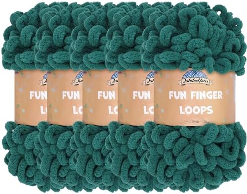 JubileeYarn Fun Finger Loops Yarn - Jade - 5 Skeins by BambooMN