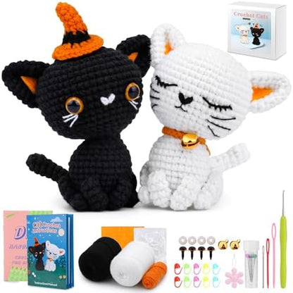 Pnytty 2Pcs Cat Crochet Starters Kits for Adult, Crochet Kit for Beginners by Pnytty