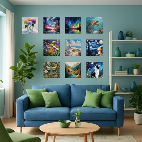 Framed Paint by Numbers Kit for Adults Beginner & Kids Ages 8-12 Cat Adult Paint by Number Kits on Canvas with Easel Starry Night Painting by Numbers for Adults with Frame DIY Painting Kits 8x8 Inch - Image 5