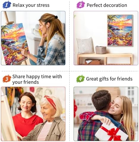 ZTOTZ Paint by Numbers Kit for Adults Sunset Landscape Art 16x20 Home Decor - Image 7