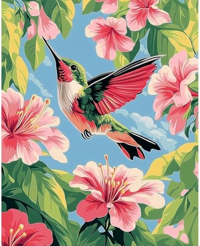 Natuyalo Paint by Numbers Kit for Adults Beginner, Hummingbird Adult Paint by Number Kits on Canvas, Animals DIY Acrylic Paint by Number for Adults for Home Decor Gift 16x20 inch by Natuyalo