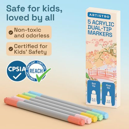 ARTISTRO Pastel Dual-Tip Acrylic Paint Marker Pens - Set of 5 - Image 7