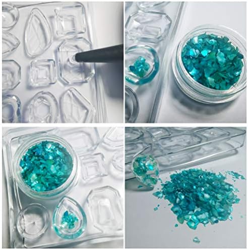 UV Resin Kit Crystal Clear Transparent Hard Type with 15 Pearlescent Liquid Pigment 36 Holographic Nacre Decorations 10 Silicone Molds for Jewelry Making Pendants Earrings Necklaces Keychains - Image 5