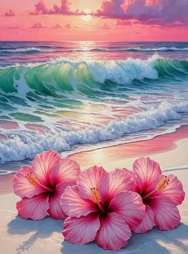 BYGFHLYW Beach Flower Paint by Numbers Kit for Adults Beginners 12x16In by BYGFHLYW