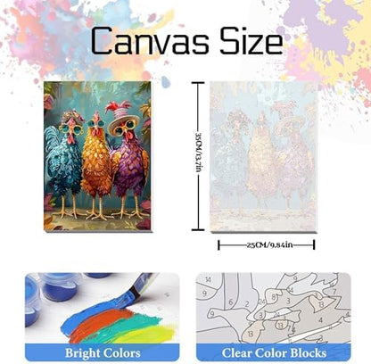 Hestarcul Framed Paint by Numbers Kit for Adults,Painting by Numbers Kits with Framed on Canva for Beginner,DIY Watercolor Oil Painting Frame for Birthday Gift Decor for Home Wall. (chicken1) - Image 2