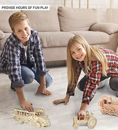 Puzzled 3D Puzzle School Bus Wood Craft Construction Kit - 112 Pieces Pack - Image 4