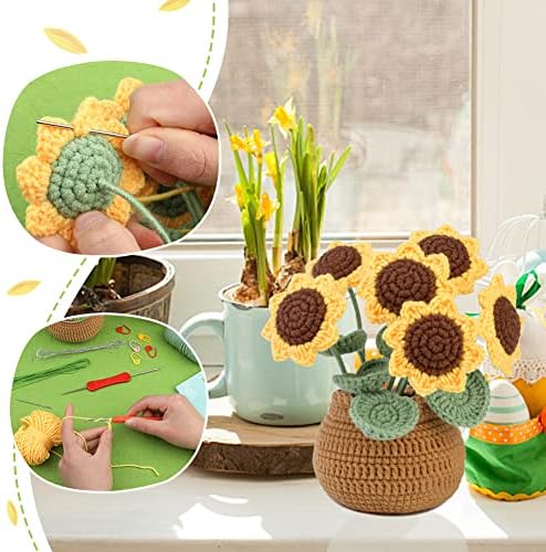 kgxulr Crochet Kit, Sunflower Crochet Kit for Beginners, Knitting Kit - Image 5