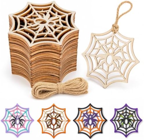 MAQIHAN Wooden Spider Web Craft Kit 30PCS – DIY Halloween Hanging Decor by MaqiIhanCustomOfficial