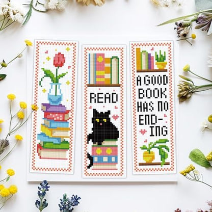 ACRNIGHEET 6PCS Cross Stitch Bookmark Kit for Beginner Bookshelves Stamped Cross Stitch Kits for Adults DIY Embroidery Bookmark Kits Crossstitch Kits Adult with Instructions Hand Craft Gift 11CT - Image 5