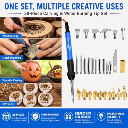 28 Pcs Wood Burning Tips Set, Stippling Tool Tips for Pyrography DIY Crafts - Image 4