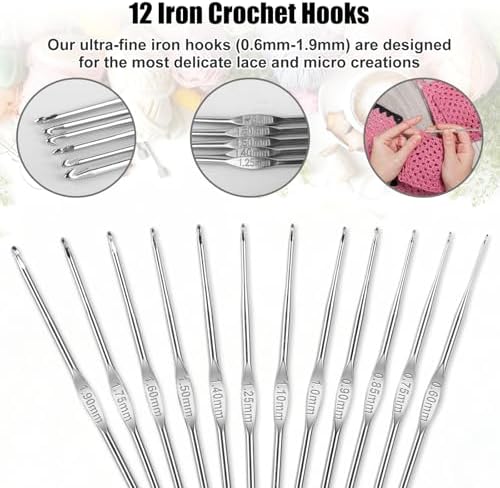 MECHEER Crochet Needles Set, 54 Pack Crochet Hooks Set Crochet Kits for Beginners, Ergonomic Crochet Beginner Kit with Storage Case, Knitting Needles, Hand Craft Knitting Accessories for Crocheters - Image 4