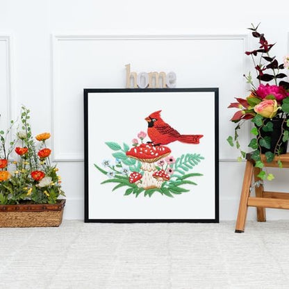 Louise Maelys Cardinal Mushroom Embroidery Kit for Beginners DIY Craft - Image 6