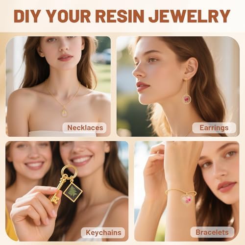 Gartful Open Bezels for Resin Jewelry Making, Engraved Hollow Frame Pendants with 100PCS Jump Rings, Craft Bezels for Necklace, Earring, Craft Supply, 4 Styles(Round, Heart, Square, Teardrops) - Image 4