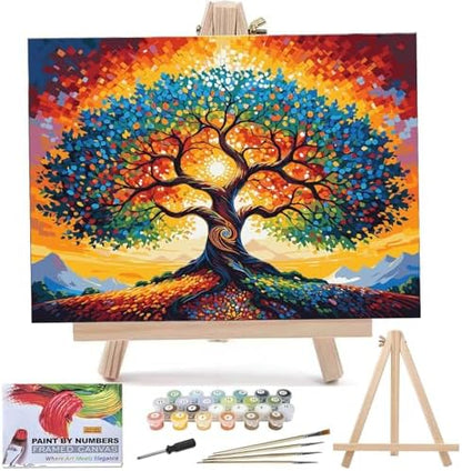Lovepefe Tree of Life Paint by Numbers Kit for Adults with Framed Beginner Stained Glass Painting Kit Color by Numbers for Adults Canvas DIY Acrylic 12X16 Inches by Unknown
