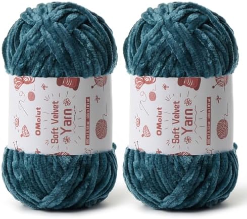 2x100g Fluffy Velvet Chenille Yarn for Crocheting and Knitting, 80m (87.5yd) Baby Yarn for Crocheting Soft, Crochet Chunky Yarns Amigurumi Yarns (2 Sapphire Blue) by OMoiut