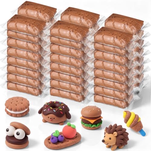 WinnerWhy 108 Pcs Air Dry Clay Bulk 38oz Air Dry Modeling Clay Soft DIY Ultra Light Modeling Clays Foam Magic Crafts for Sculpting Kids Gifts Party School Supplies for Crafts Artistic(Brown) by WinnerWhy