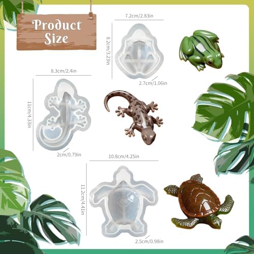3Pcs 3D Reptile Silicone Molds - DIY Lizard Frog Turtle Resin Casting Mold - Image 4