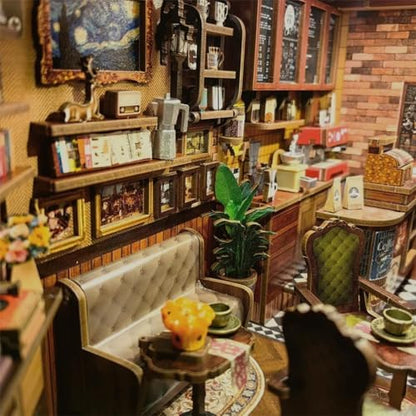 CUTEBEE Book Nook Kit, DIY Miniature House Coffee Shop Dollhouse - Image 5