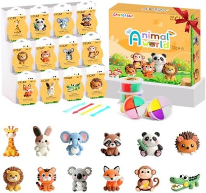Air Dry Clay Kit - 12 Animal Modeling Clay for Kids, Complete DIY Clay Craft Set with Sculpting Tools & Step-by-Step Tutorials, Ultra Soft & Non-Sticky Clay, Children's Day Gift Ideas by Unknown