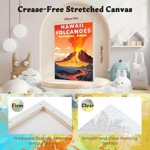 MXCFZX 6 Pack Framed Paint by Numbers Kit for Adults Beginner, Easy National Park Adult Paint by Number Kits on Canvas, National Park Landscape Oil Painting by Numbers for Home Decor Gift (8x12inch) - Image 2