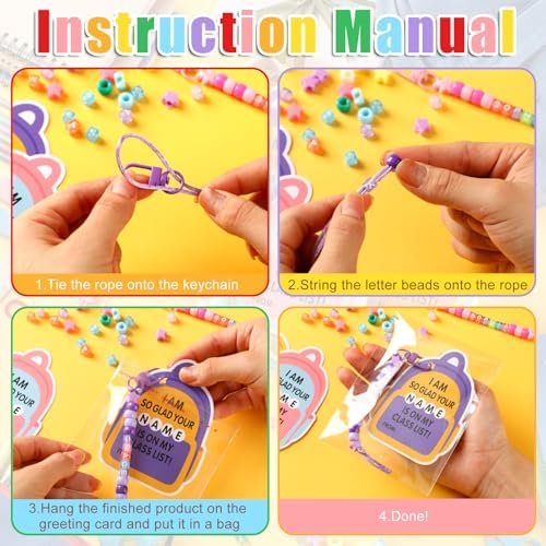 Suncalla 984 Pcs 24 Set Back to School Keychain Making Kit DIY Bead Craft - Image 2