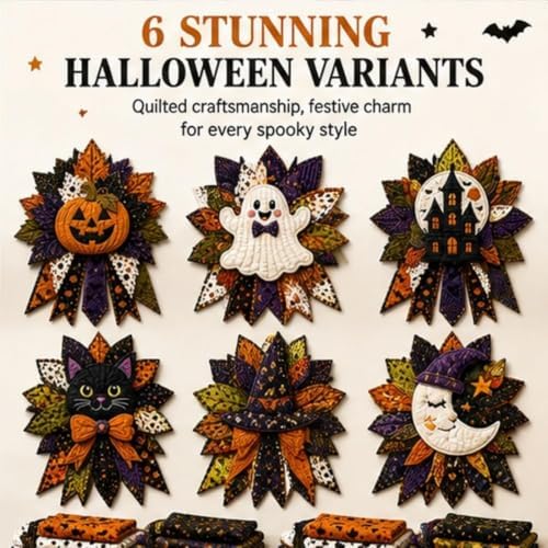 2026 New DIY Quilted Halloween Pumpkin Door Hanger Kit，#C - Image 7