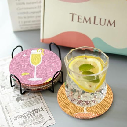 8Pcs Diamond Painting Coasters with Holder,DIY Cocktail Life Coaster Diamond Art Kits for Adults,Beginners Round Full Drill Diamond Art Craft Supplies - Image 5