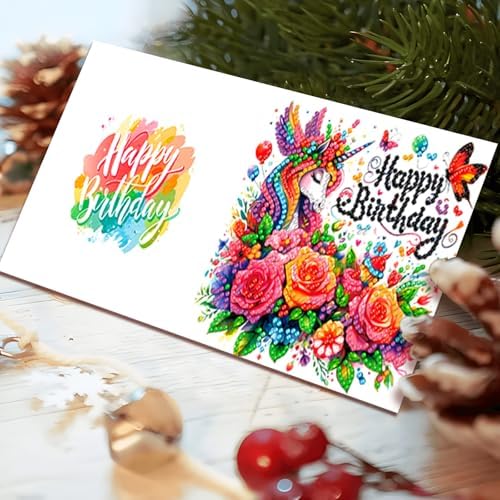 pigpigboss Happy Birthday Diamond Painting Greeting Cards Kit, 6 Packs - Image 3