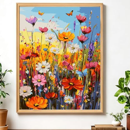 AIRDEA Flowers Paint by Numbers for Adults Beginner,Colorful Flowers Painting by Number Kits on Canvas Frameless,16x20in DIY Acrylic Painting,Home Wall Decor by AIRDEA