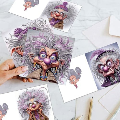 6pcs Diamond Painting Greeting Card with envelopes, DIY Crazy Old Man Diamond Art Greeting Card for Blessing and Wish Special Shaped Arts Crafts for Christmas Birthday Thanksgiving Day Holiday - Image 6