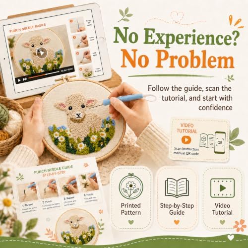 Punch Needle Kit for Beginners – Calf Punch Stitching Kit for Adults, DIY Needle Punch Kits for Art Crafts, Ideal for All Ages, Perfect for Festival Decorations & Gifts - Image 4