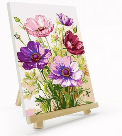 JOOZ Paint by Numbers Kit for Adults with Frame, Flowers, 8x12 Inch by Jooz