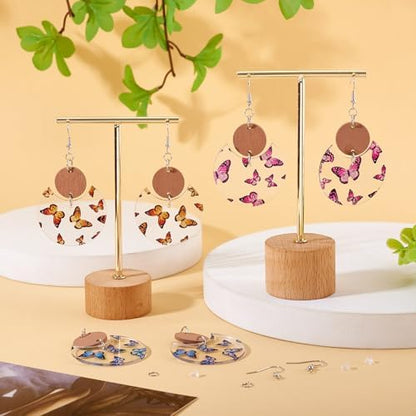 Elecrelive 6 Pairs Butterfly Earring Charms Bohemian Wooden Dangle Earrings Making Kits Painted Insect Pendants Pieces with Jump Rings DIY Craft Jewelry - Image 3