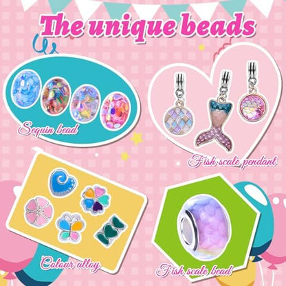 AIPRIDY Charm Bracelet Making Kit,Unicorn Mermaid Crafts Gifts Set Can Inspires Imagination and Creativity,Jewelry Making Kit Perfect Gifts for Girls 5-12 Years Old (104 Pieces) - Image 4