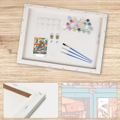 Lxmsja Street Café Paint by Numbers Kit for Adults, Street Scenes Acrylic Paint by Numbers for Adults Beginner, DIY Craft Supplies Oil Painting Kits for Home Wall Decor 8x12 inch (Framed) - Image 5
