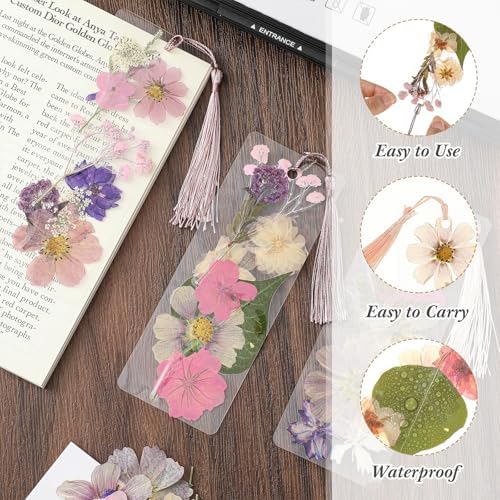 Fuyoooo 376 Pcs Pressed Flower Bookmark Kit,Boho Color,2 x 6 Inch - Image 3