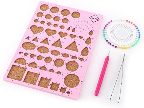 SUNGOOYUE Paper Quilling Tool Kit Plastic Wood Metal Slotted Quilling Pen with Template Board 40 Pins Tweezer for DIY Paper Craft Scrapbook Card Making Adults Beginners (Pink) - Image 5