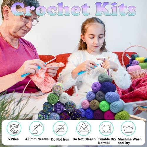 Lewhoo 40 Colors Crochet Yarn Kits, 1399 Yards Acrylic Yarn - Image 5