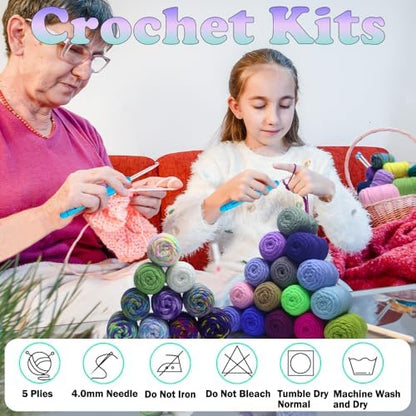 Lewhoo 40 Colors Crochet Yarn Kits, 1399 Yards Acrylic Yarn - Image 5