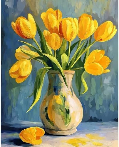 Natuyalo Paint by Numbers for Adults Beginner, Flowers Paint by Number Kits on Canvas Vase DIY Acrylic Painting Color by Numbers for Home Wall Decor 16x20 inch by Natuyalo