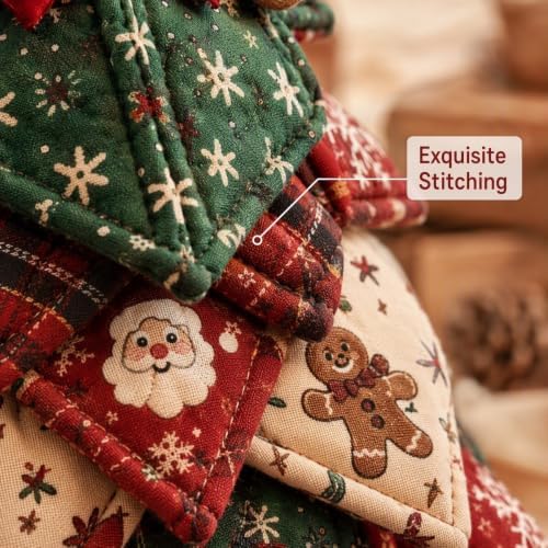 Quilted Christmas Tree Kit – Pre-Cut Fabric & Foam Cone DIY Tabletop Decoration with Tree Topper, No-Sew Holiday Craft Kit for Adults & Kids, Christmas Tree Decorations for Home, Party & Gifts (set6) - Image 3