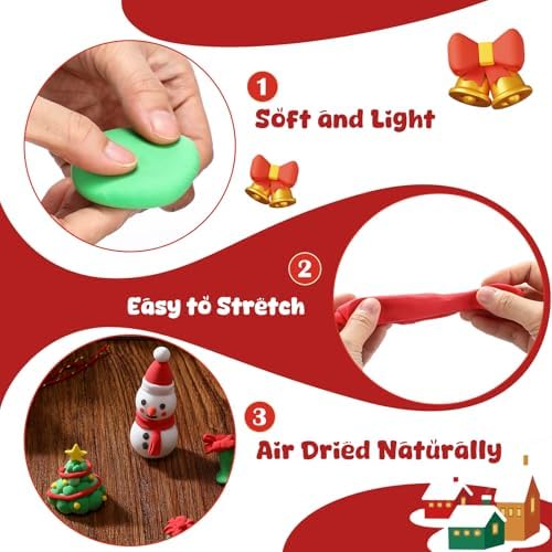 VioraWhite 72 Pcs 38oz Air Dry Clay Bulk Modeling Clay,Christmas Color - Image 3