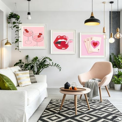 6 Pack Framed Adult Paint by Number Beginners with Wooden Easel,Pink Vintage Adults' Paint-by-Number Kits,Retro DIY Acrylic Paint Kit with Frame,Easy Paint by Numbers Canvas for Decor 8x8 inch - Image 4