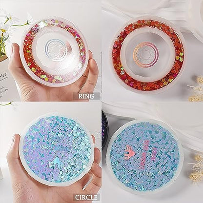 Resin Shaker Molds Set Large Round and Ring Coaster Pack of 3 Epoxy Silicone Trays Precision Tip Applicator Bottle Kit Bundle - Image 3
